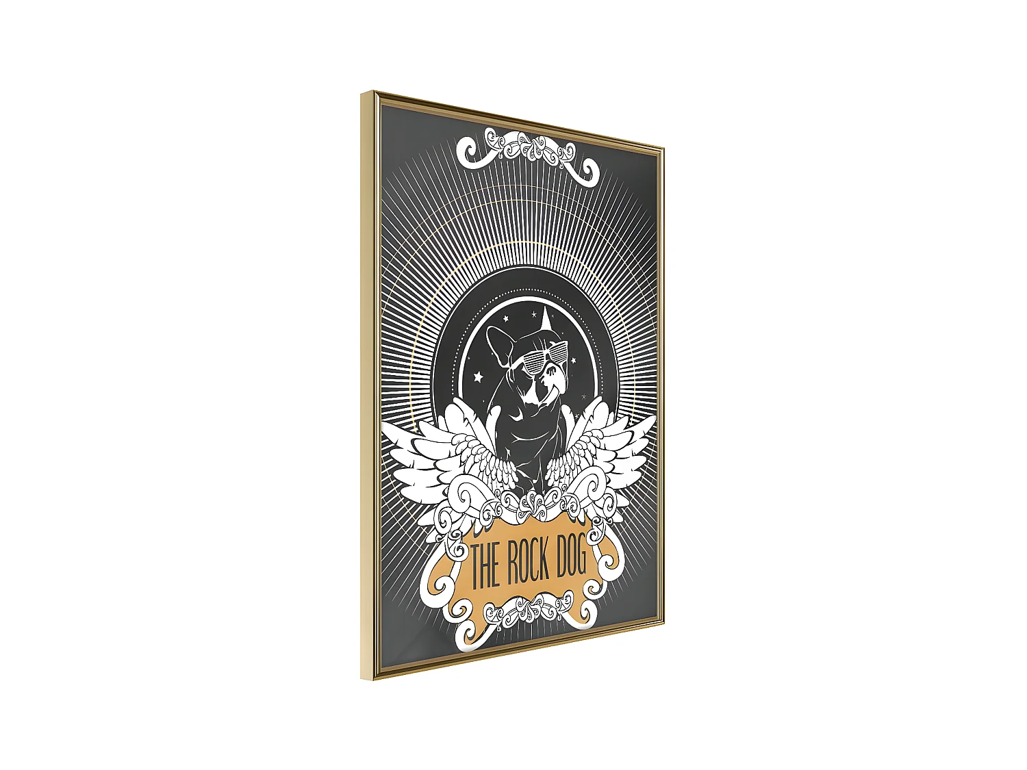 Affiche Murale Encadrée "Cool Bulldog" 40 x 60 cm Or