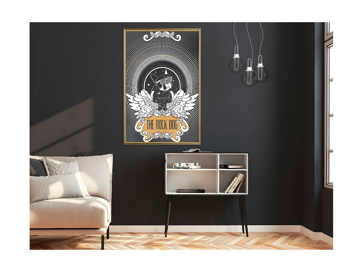 Affiche Murale Encadrée "Cool Bulldog" 40 x 60 cm Or