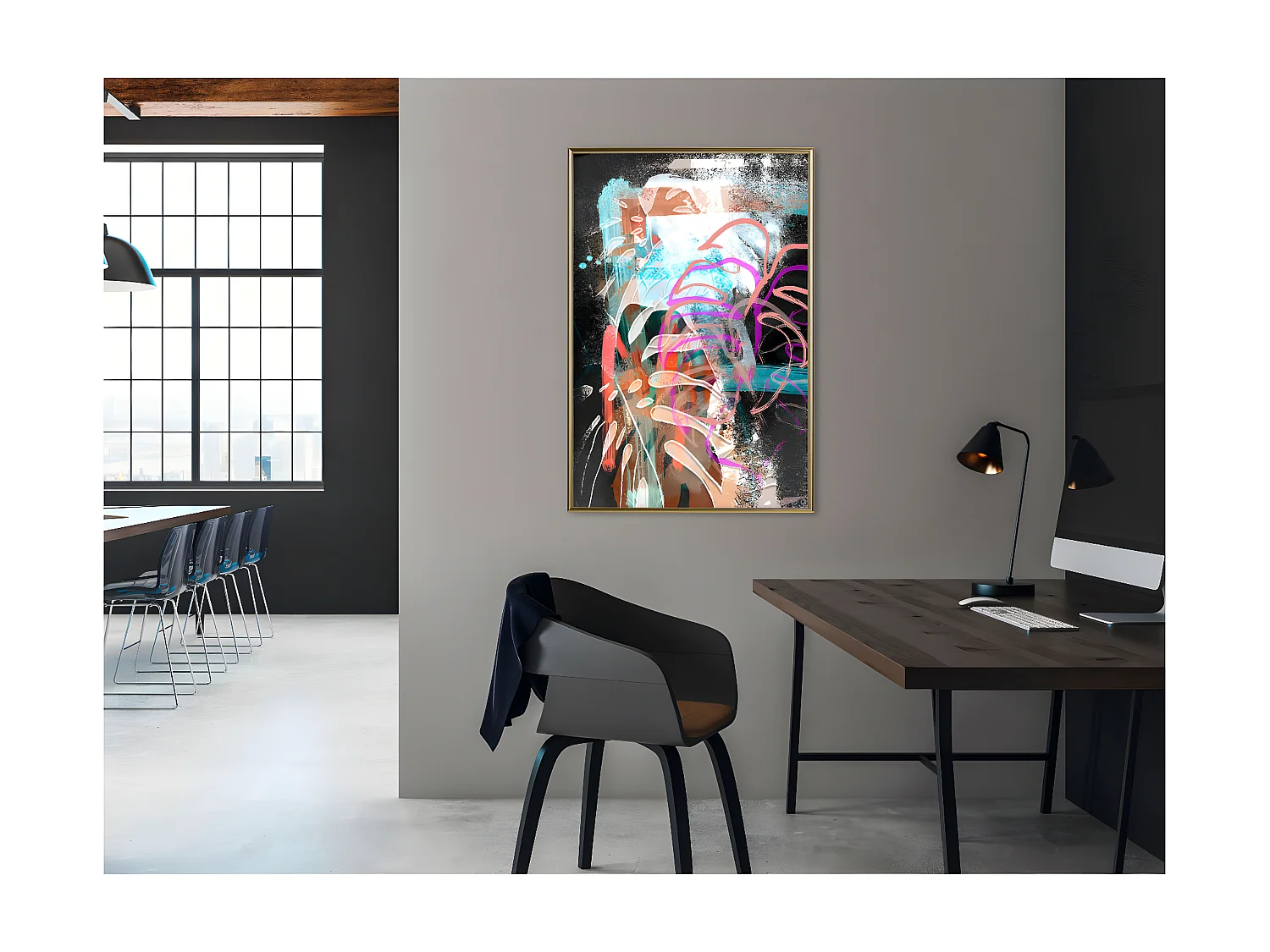 Affiche Murale Encadrée "Disco Leaves" 40 x 60 cm Or