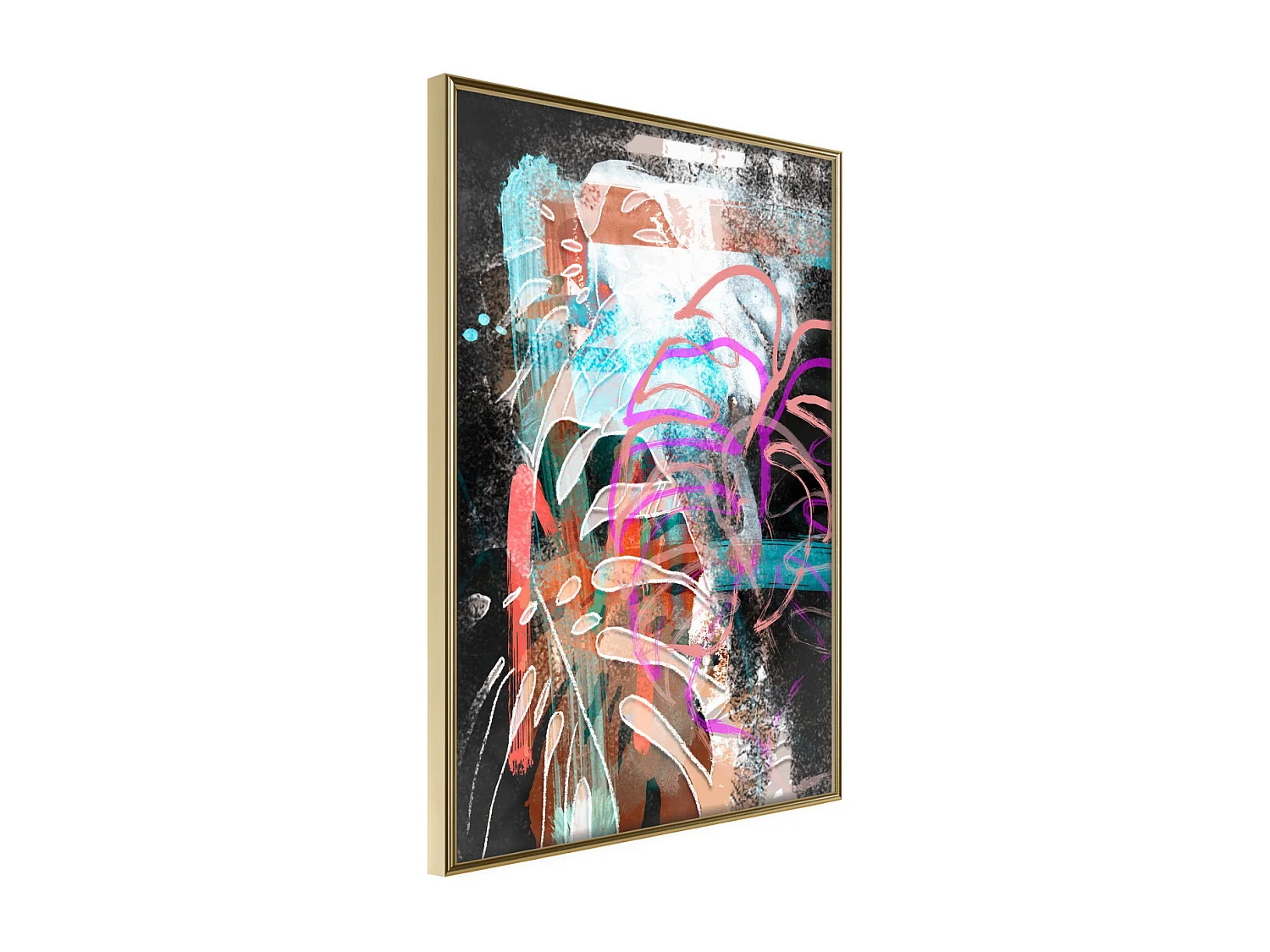 Affiche Murale Encadrée "Disco Leaves" 40 x 60 cm Or