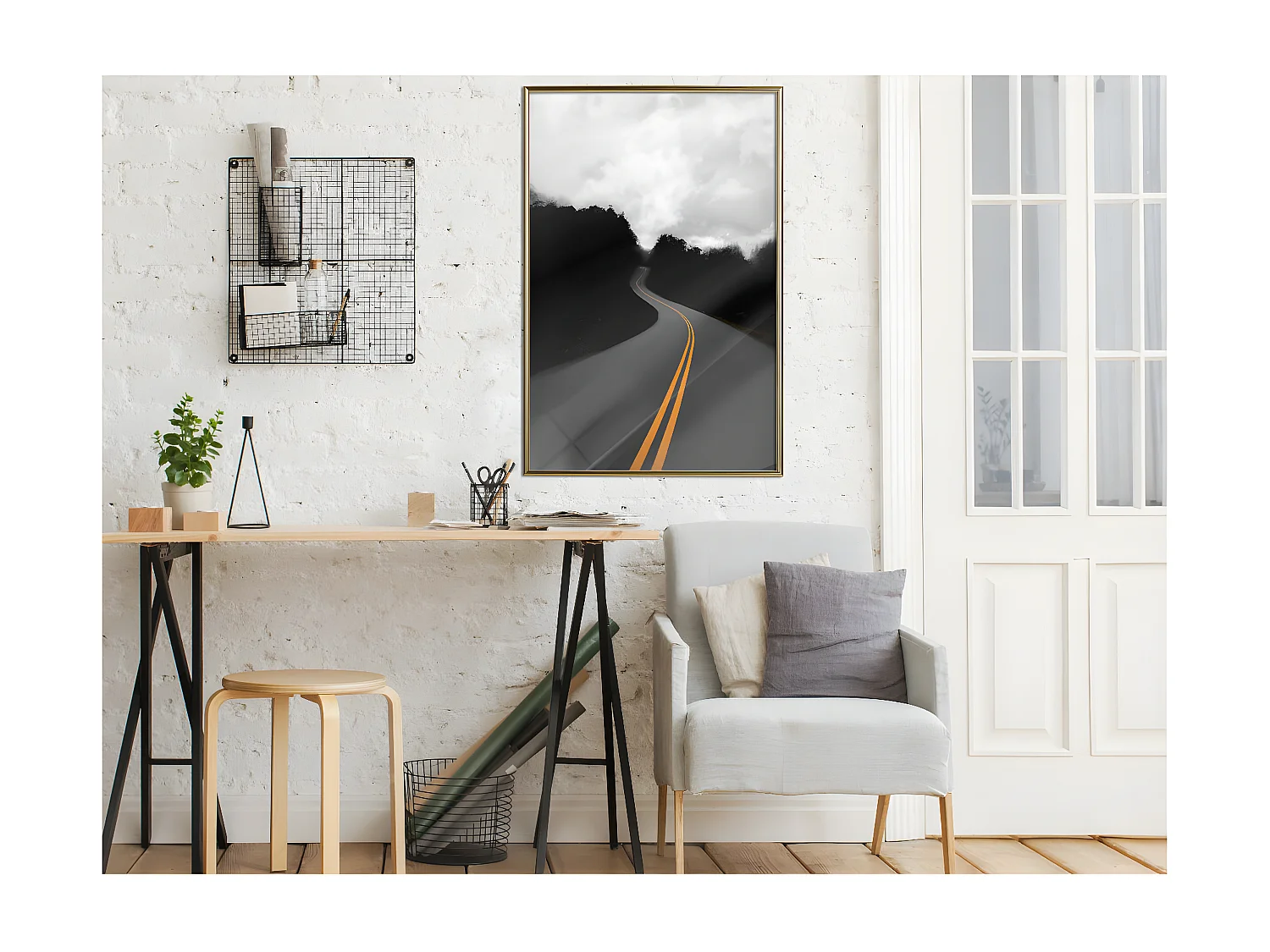 Affiche Murale Encadrée "Road Into the Unknown" 40 x 60 cm Or