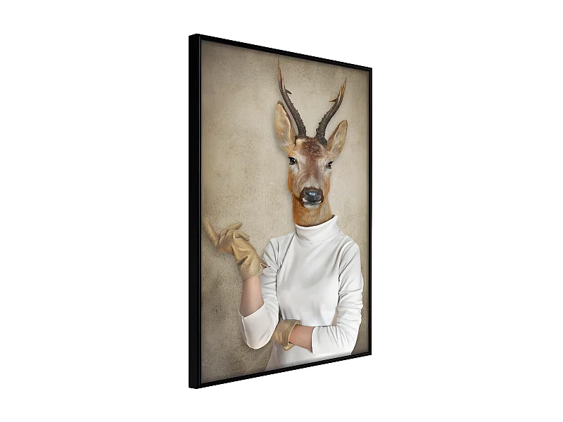 Affiche Murale Encadrée "Animal Alter Ego Capreolus" 40 x 60 cm Noir