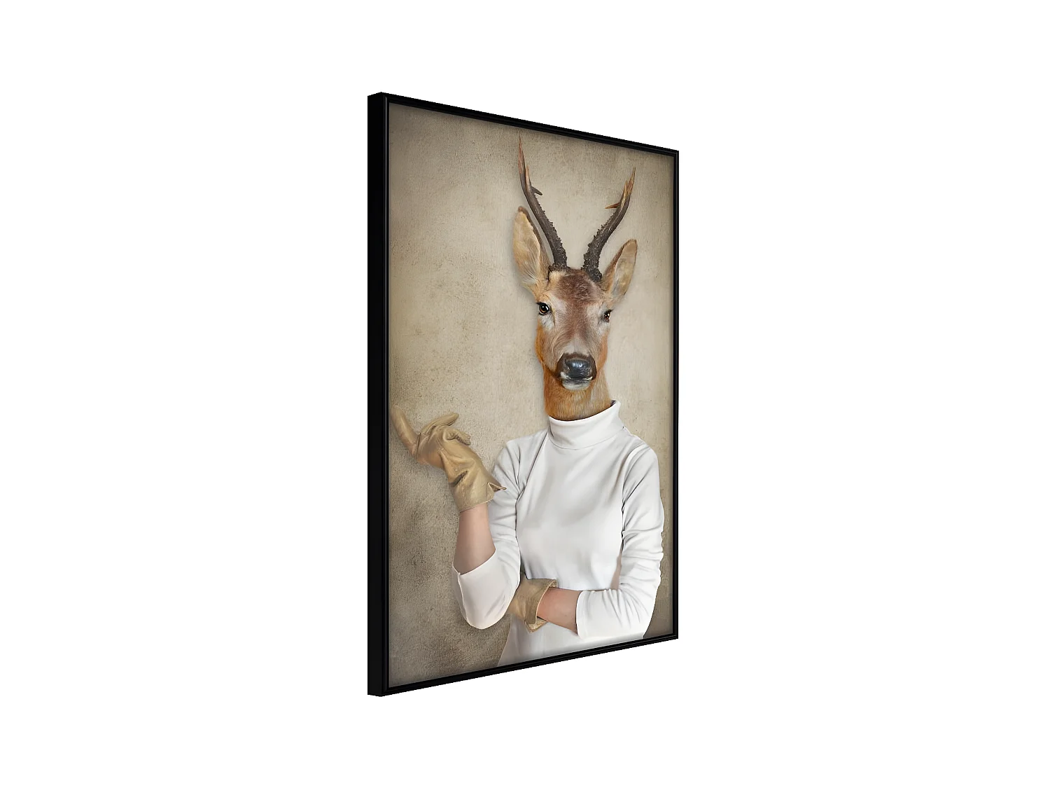 Affiche Murale Encadrée "Animal Alter Ego Capreolus" 40 x 60 cm Noir