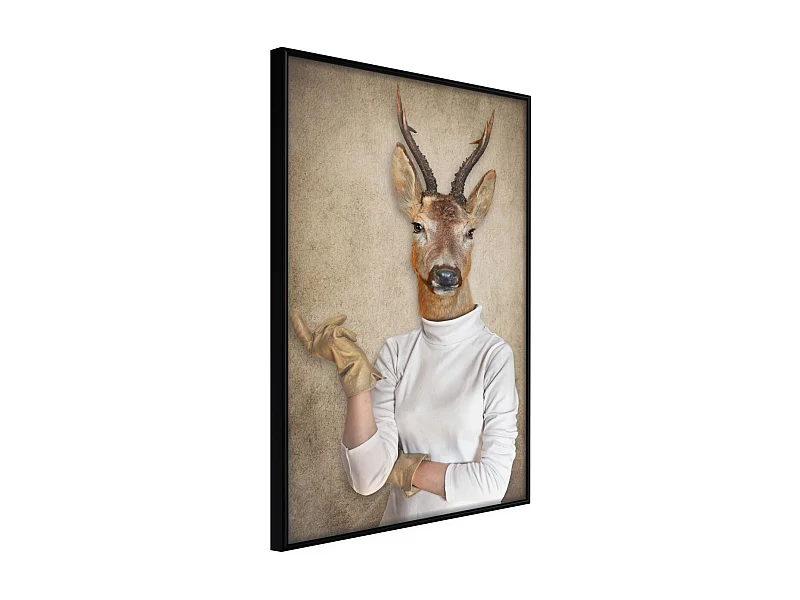 Affiche Murale Encadrée "Animal Alter Ego Capreolus" 40 x 60 cm Noir