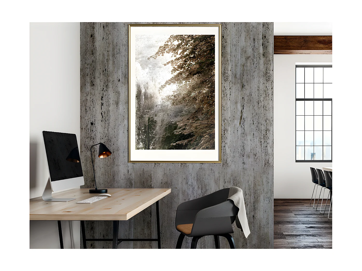 Affiche Murale Encadrée "Pond in the Park" 40 x 60 cm Or