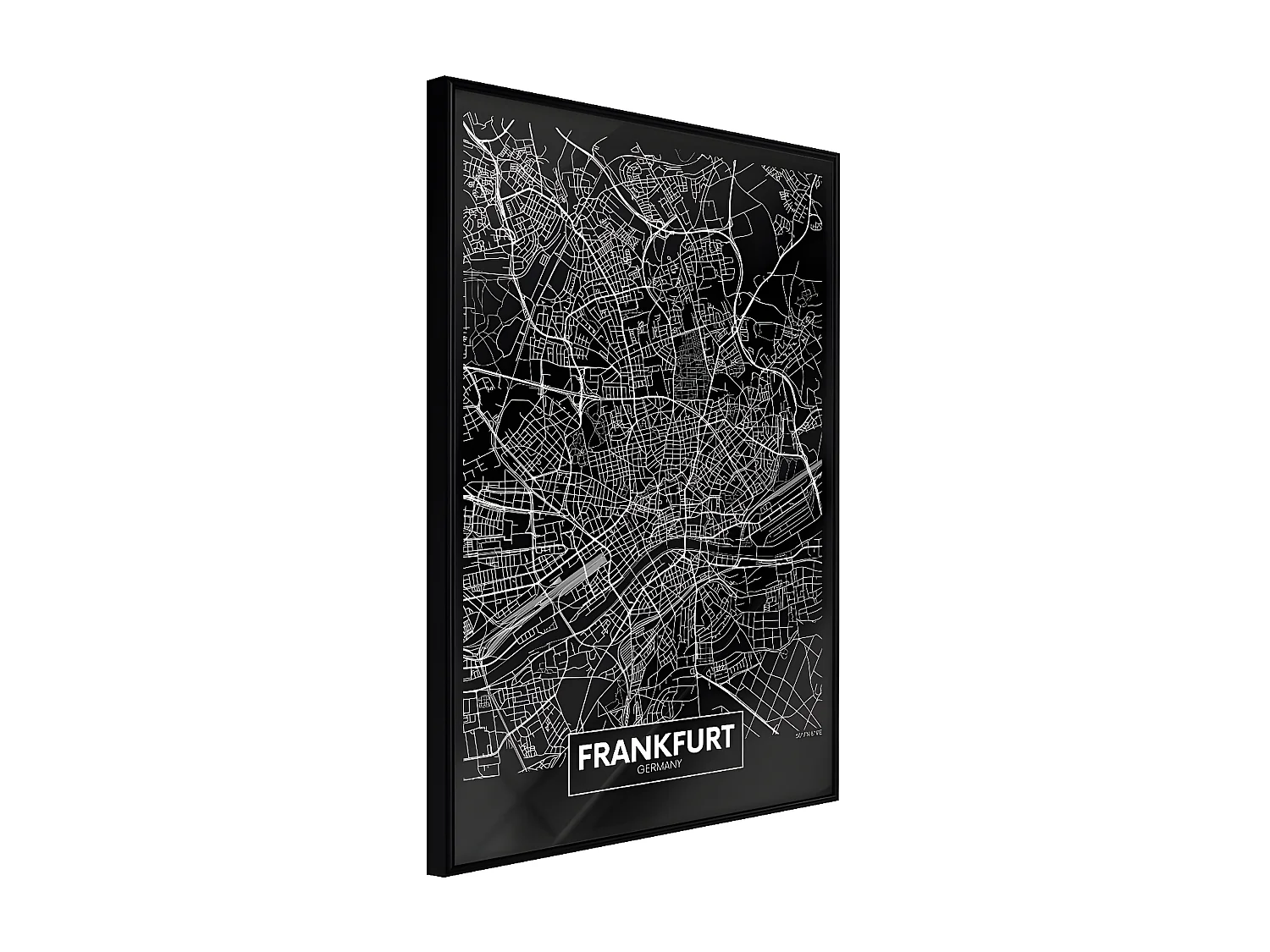 Affiche Murale Encadrée "City Map Frankfurt Dark" 30 x 42 cm Noir