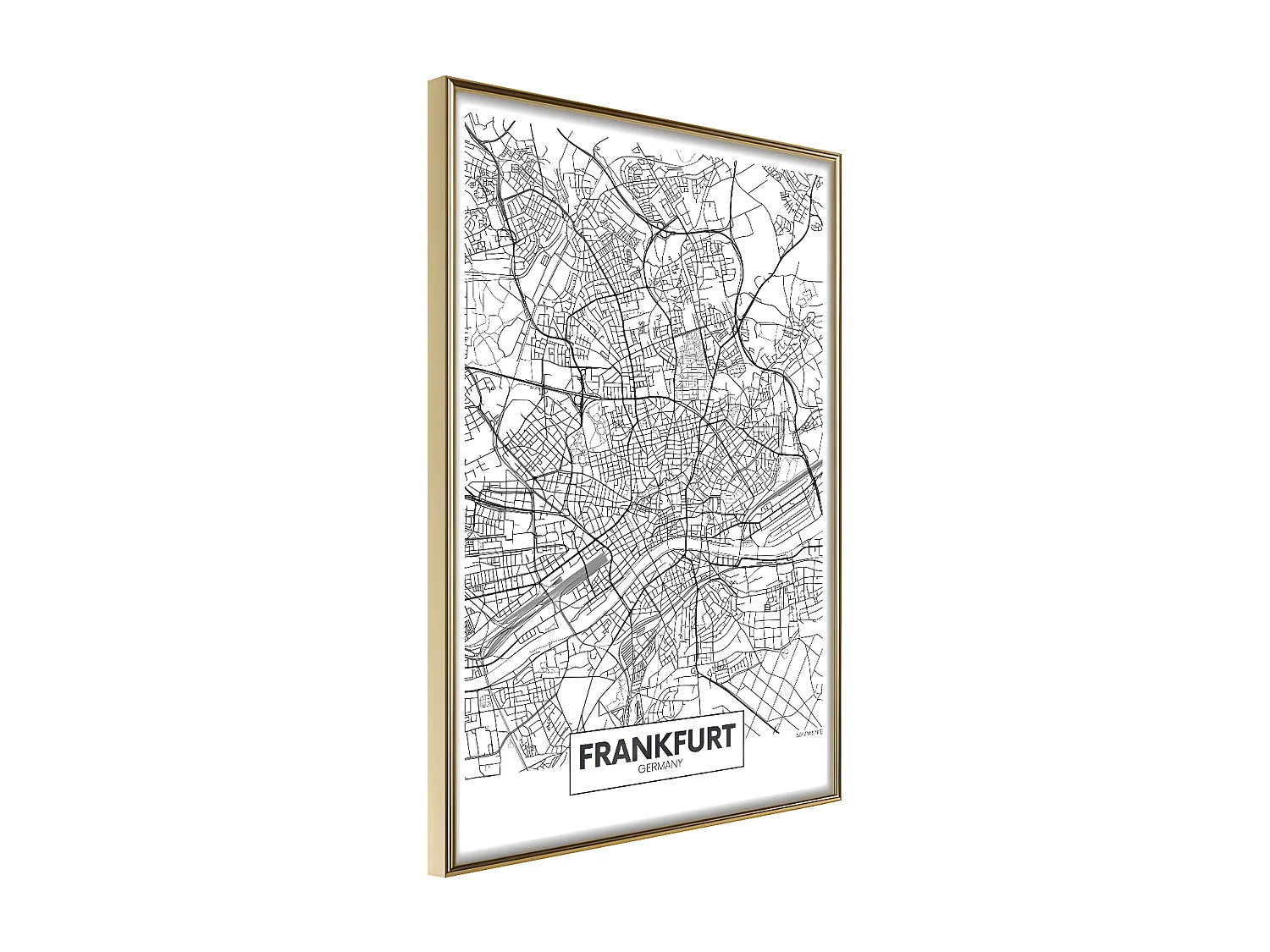 Affiche Murale Encadrée "City map Frankfurt" 30 x 42 cm Or