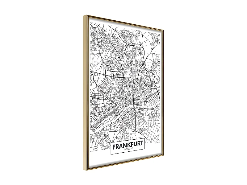 Affiche Murale Encadrée "City map Frankfurt" 30 x 42 cm Or