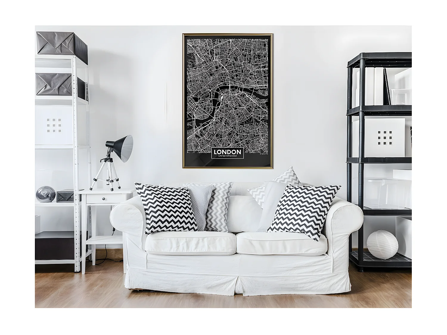 Affiche Murale Encadrée "City Map London Dark" 40 x 60 cm Or