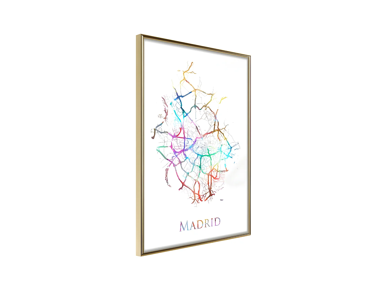 Affiche Murale Encadrée "City Map Madrid Colour" 30 x 42 cm Or