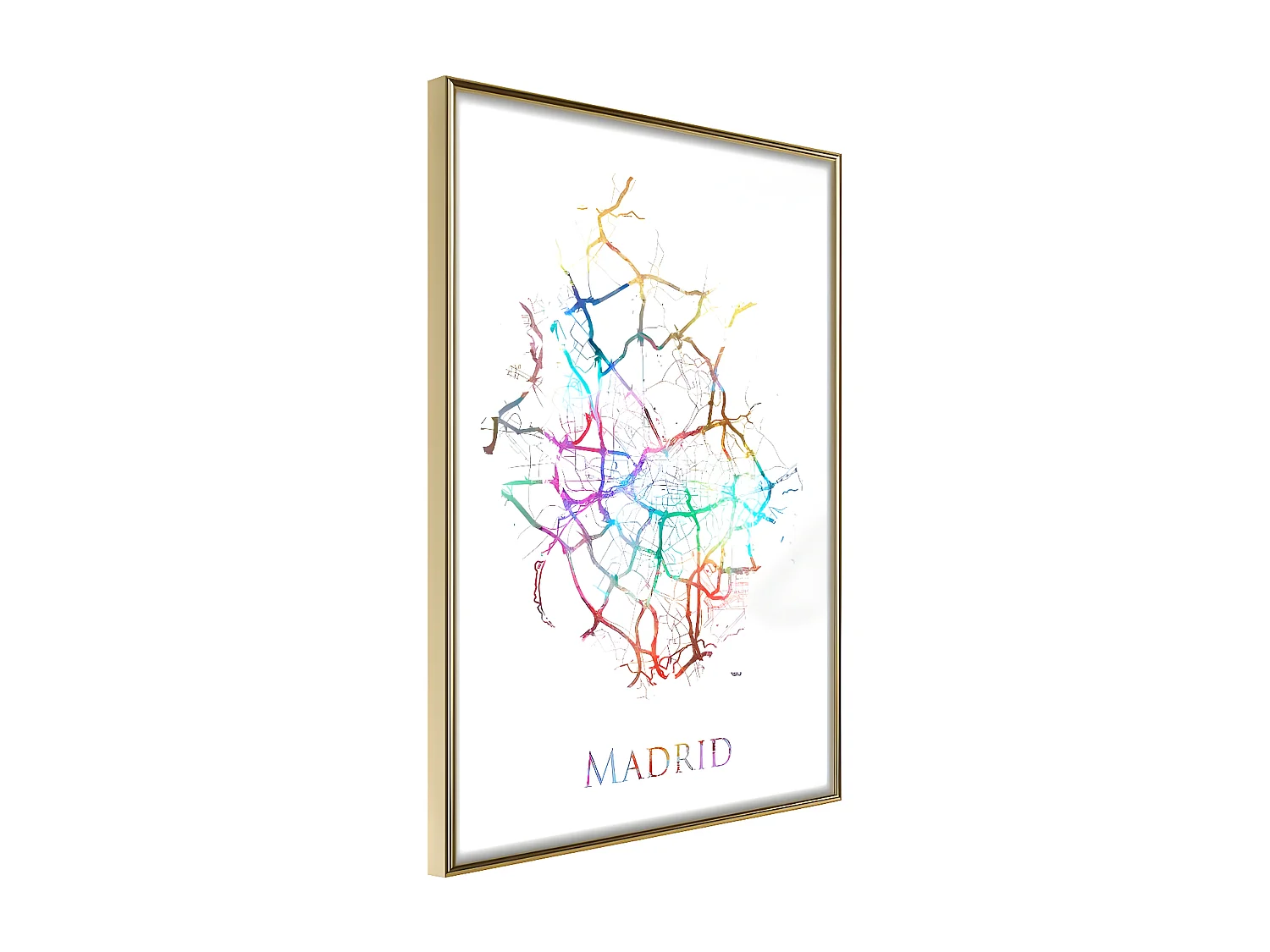 Affiche Murale Encadrée "City Map Madrid Colour" 30 x 42 cm Or