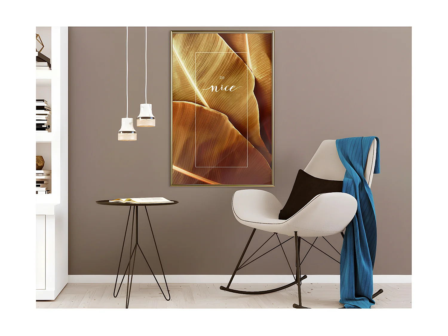 Affiche Murale Encadrée "Banana Leaves with a Message Sepia" 40 x 60 cm Or