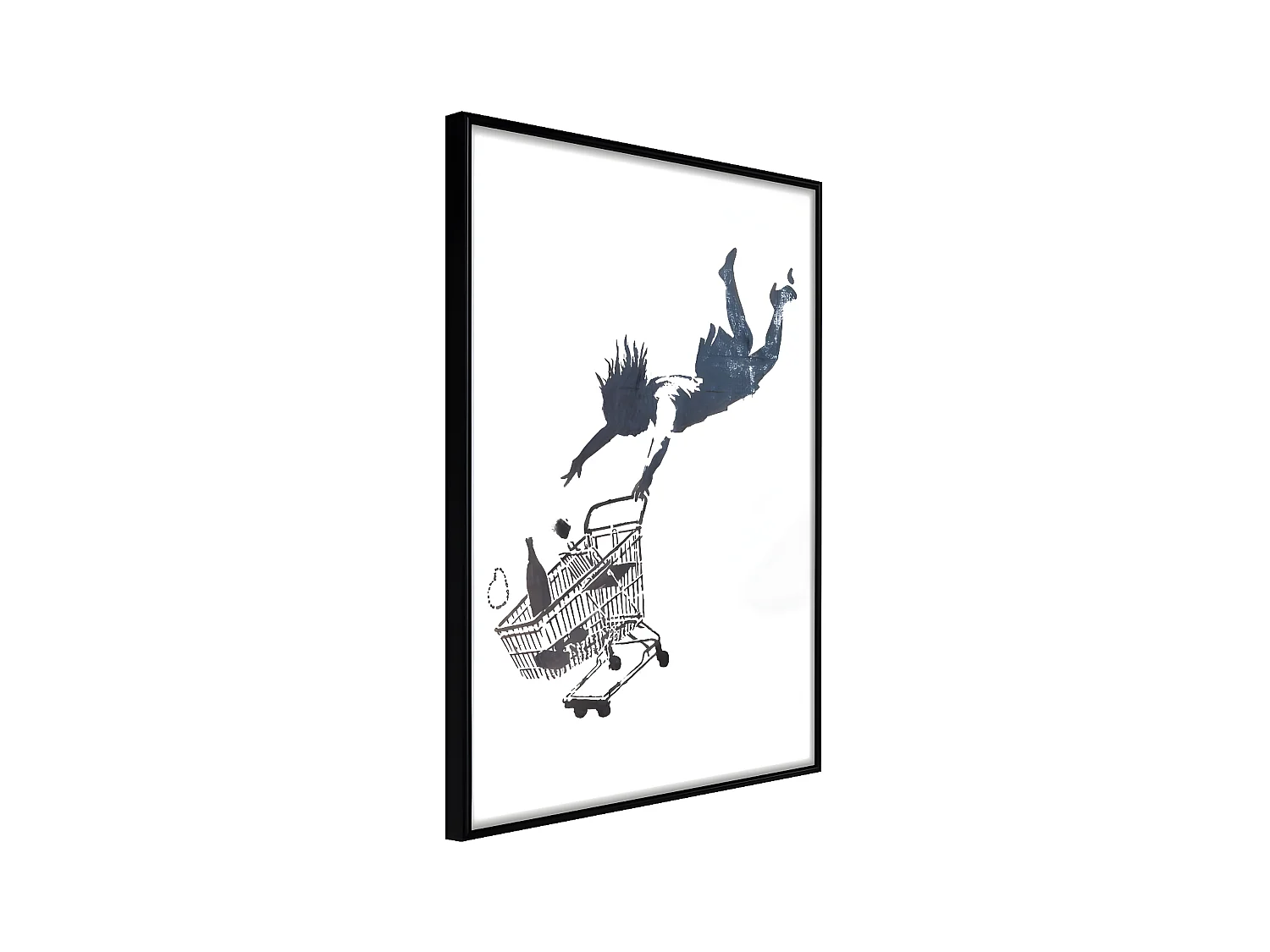 Affiche Murale Encadrée "Banksy Shop Until You Drop" 21 x 30 cm Noir