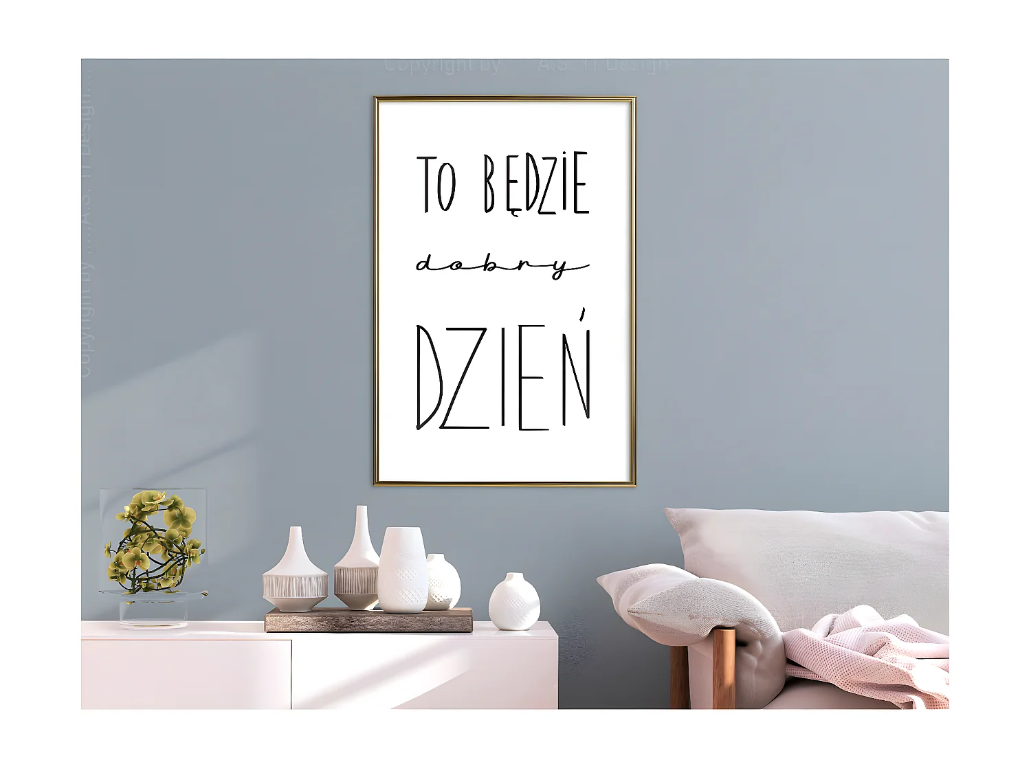 Affiche Murale Encadrée "Good Day" 40 x 60 cm Or