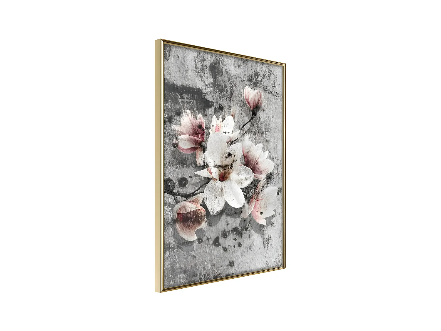 Affiche Murale Encadrée "Flowers on Concrete" 21 x 30 cm Or