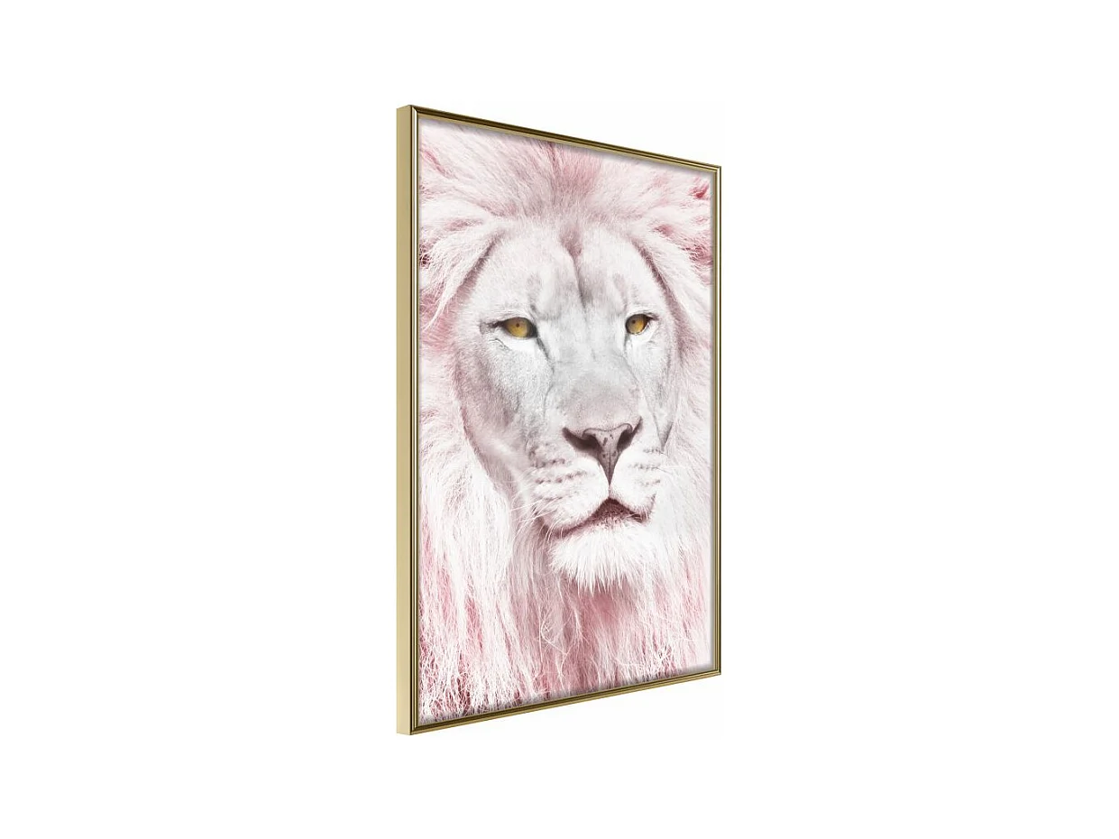 Affiche Murale Encadrée "Dreamy Lion" 21 x 30 cm Or