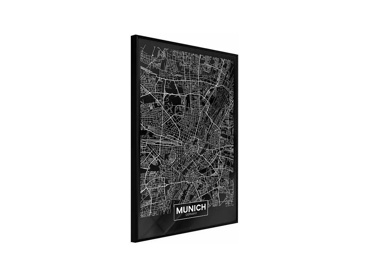 Affiche Murale Encadrée "City Map Munich Dark" 21 x 30 cm Noir