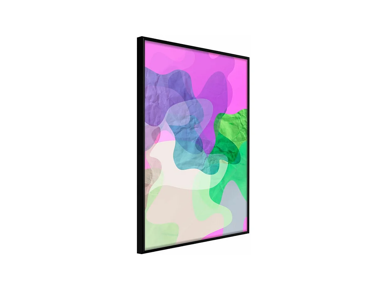 Affiche Murale Encadrée "Colourful Camouflage Pink" 30 x 42 cm Noir
