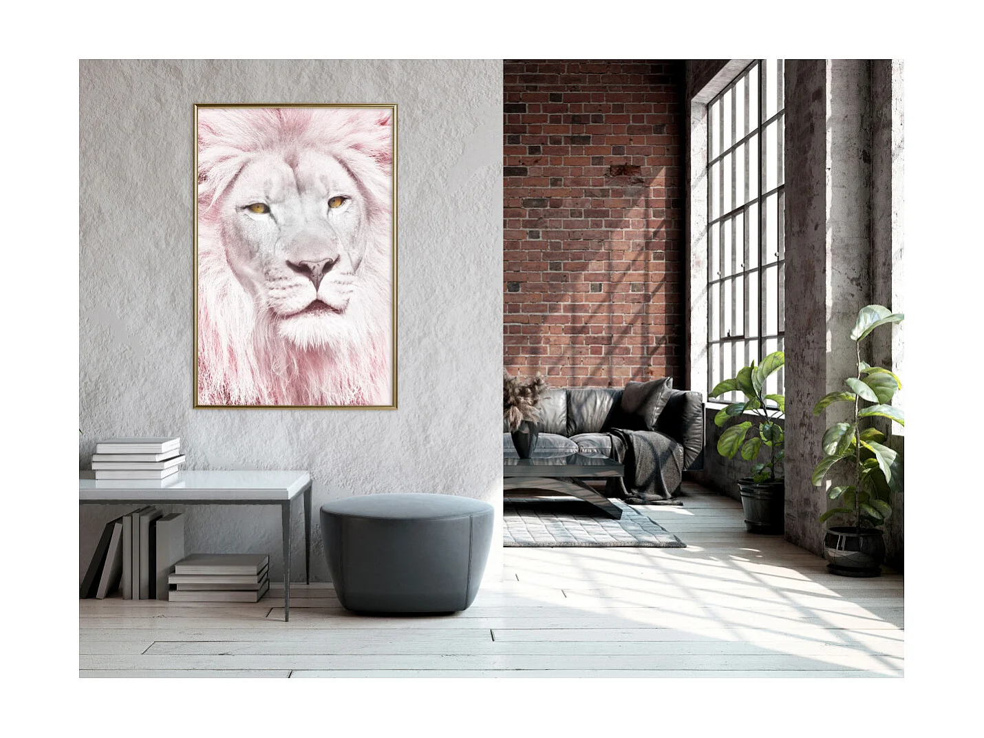 Affiche Murale Encadrée "Dreamy Lion" 40 x 60 cm Or