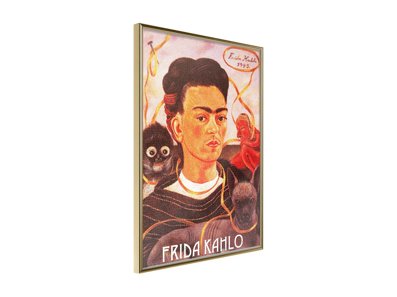 Affiche Murale Encadrée "Frida Khalo Self-Portrait" 21 x 30 cm Or