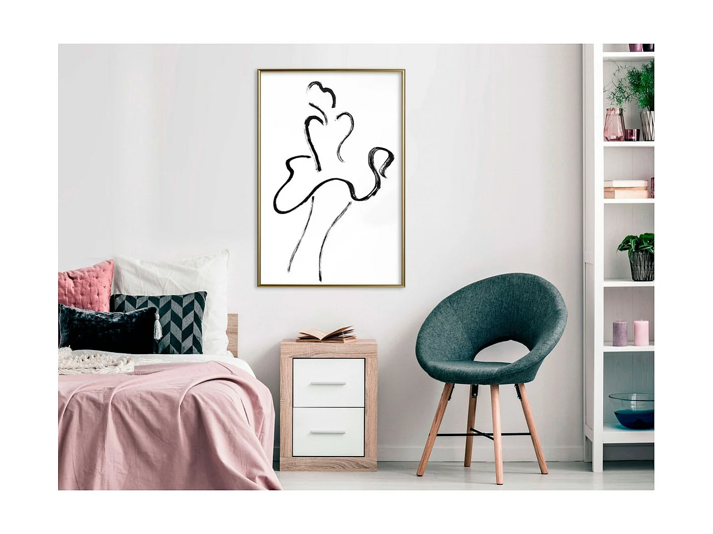 Affiche Murale Encadrée "Marilyn Outline" 40 x 60 cm Or
