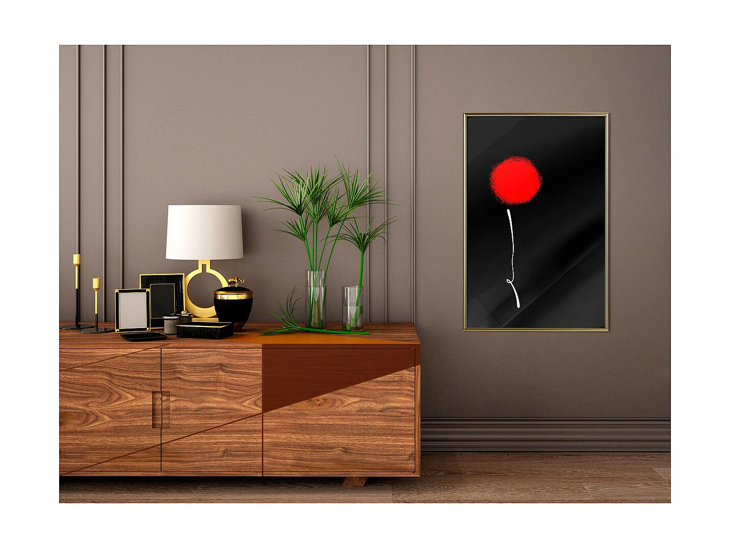 Affiche Murale Encadrée "Dot and Line" 40 x 60 cm Or