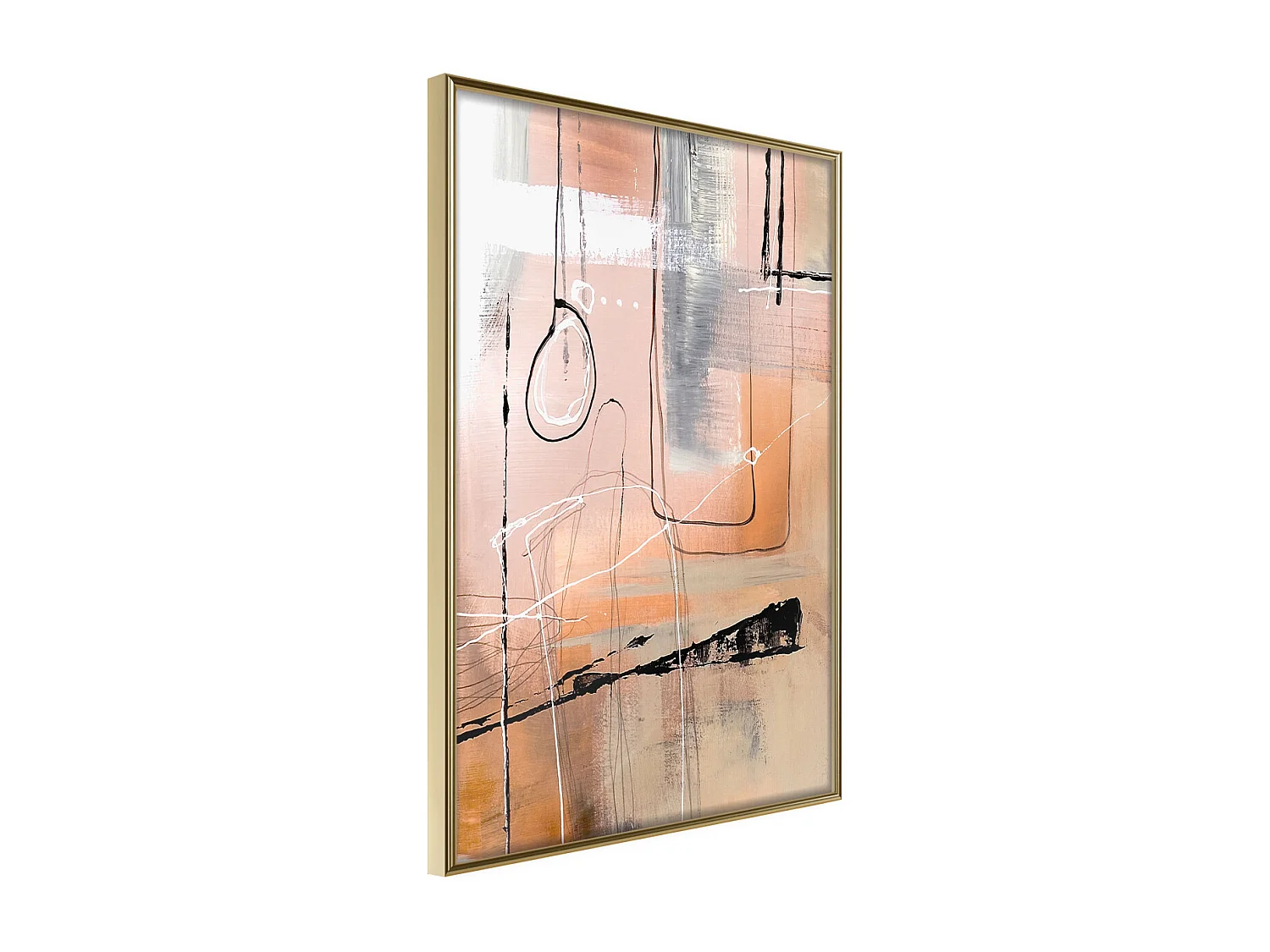 Affiche Murale Encadrée "Pastel Abstraction" 30 x 42 cm Or