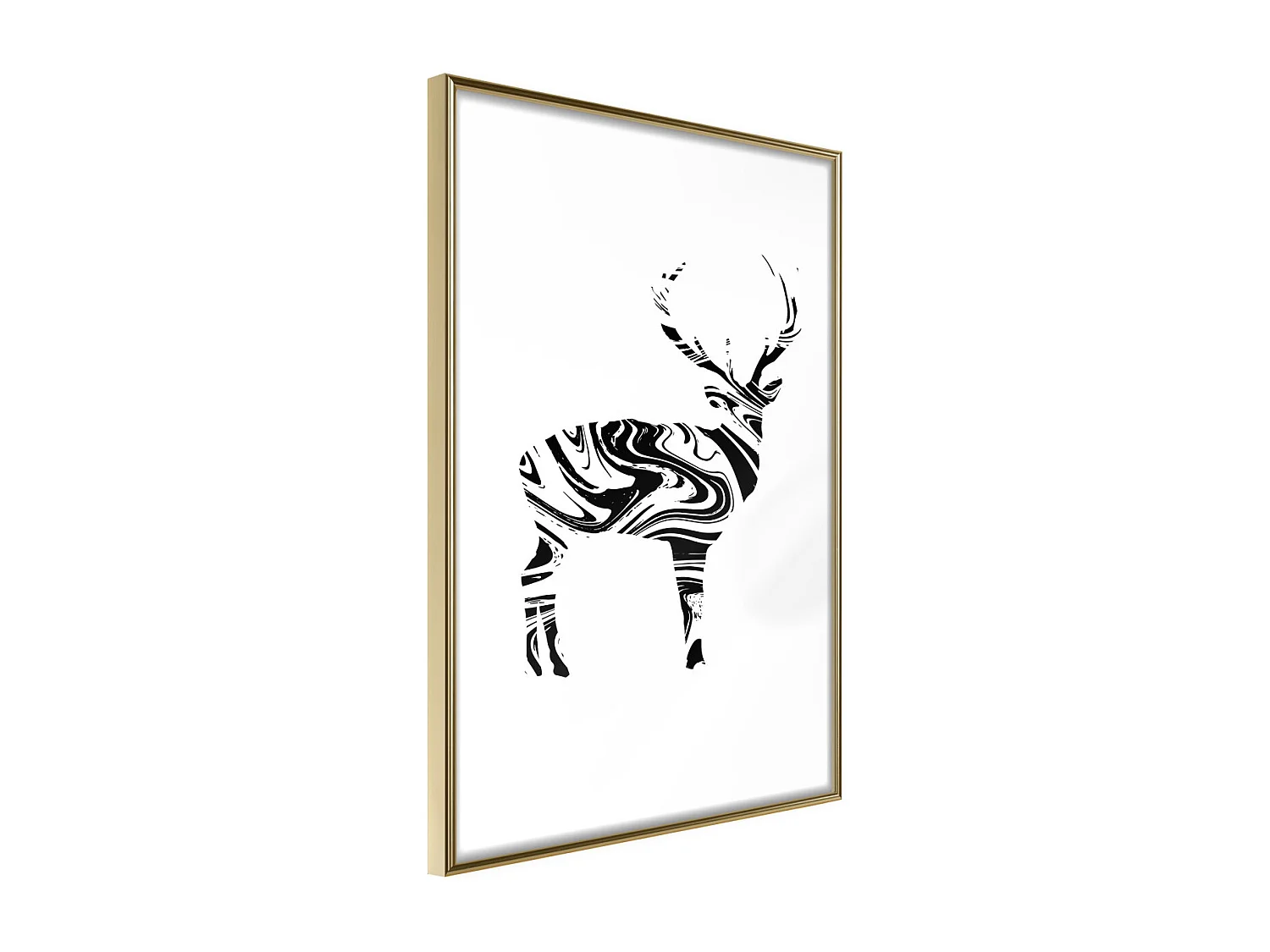 Affiche Murale Encadrée "Marble Stag" 21 x 30 cm Or