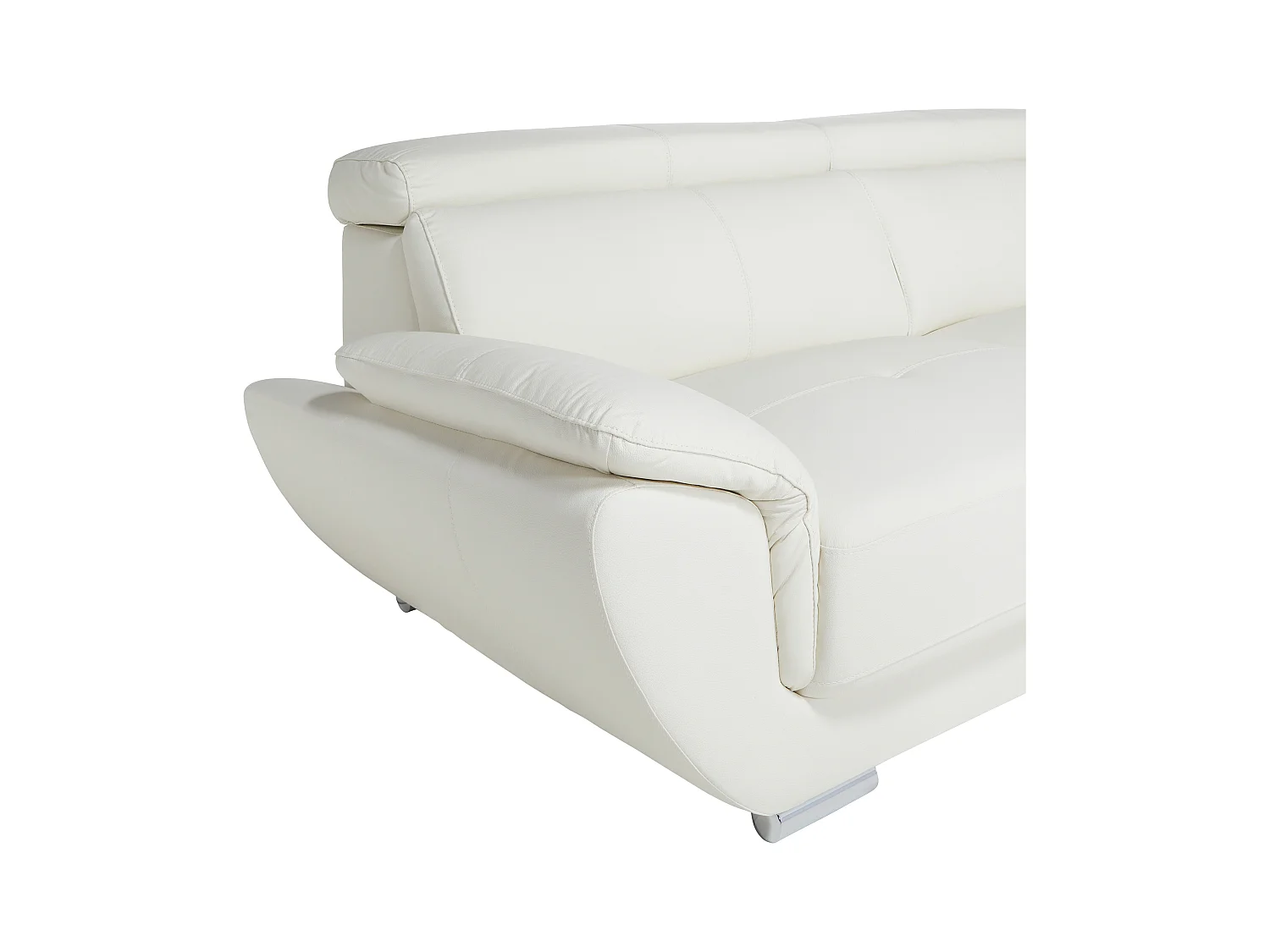 Canapé d'angle en cuir NAHIA - Blanc - Angle droit