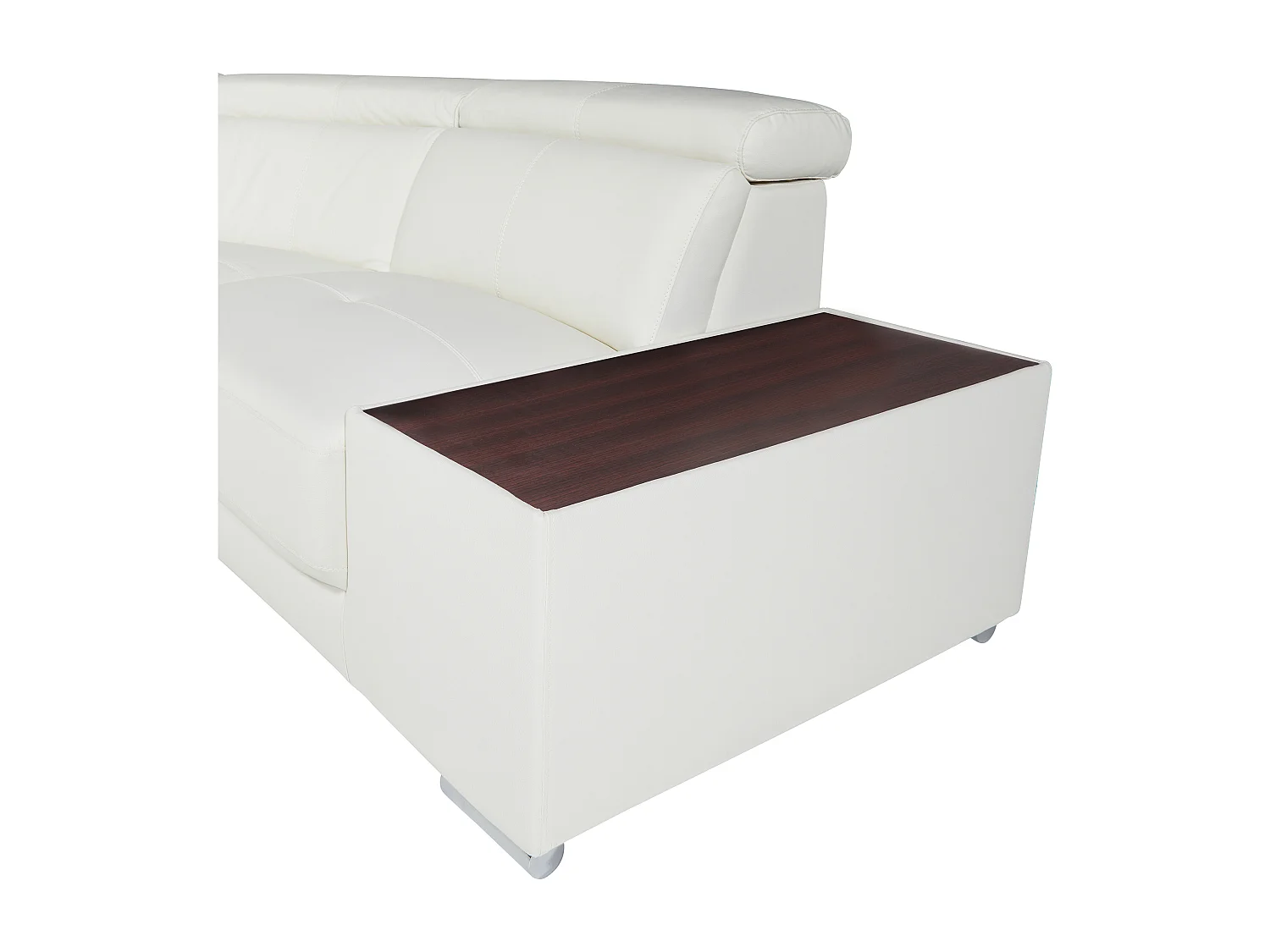 Canapé d'angle en cuir NAHIA - Blanc - Angle droit