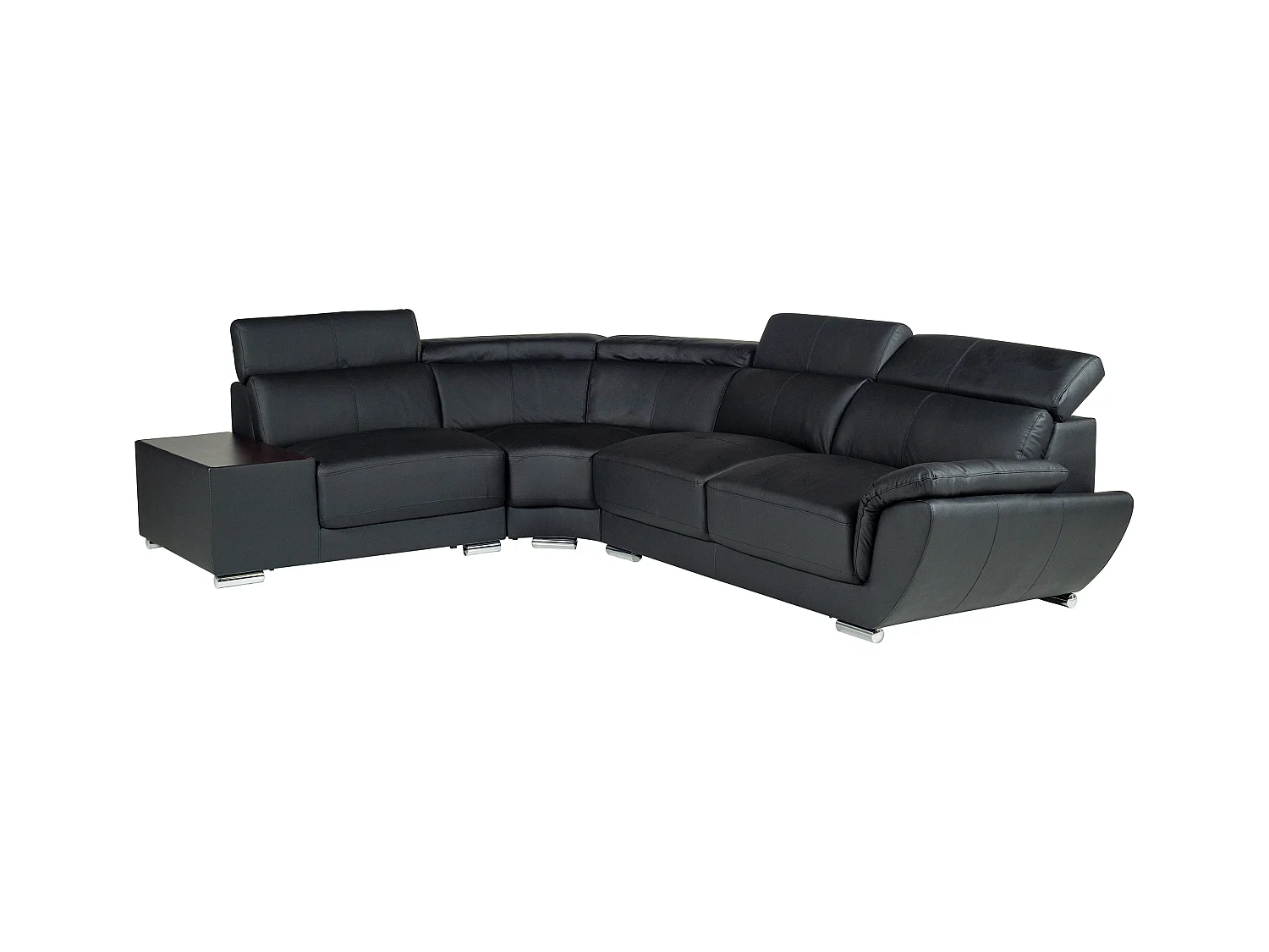 Sofá de canto em pele Preto - Canto esquerdo - NAHIA