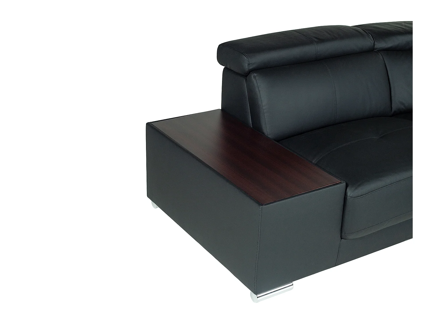 Sofá de canto em pele Preto - Canto esquerdo - NAHIA