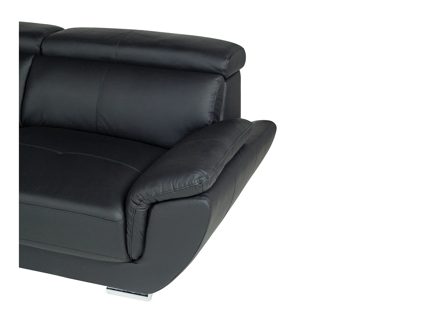 Sofá de canto em pele Preto - Canto esquerdo - NAHIA