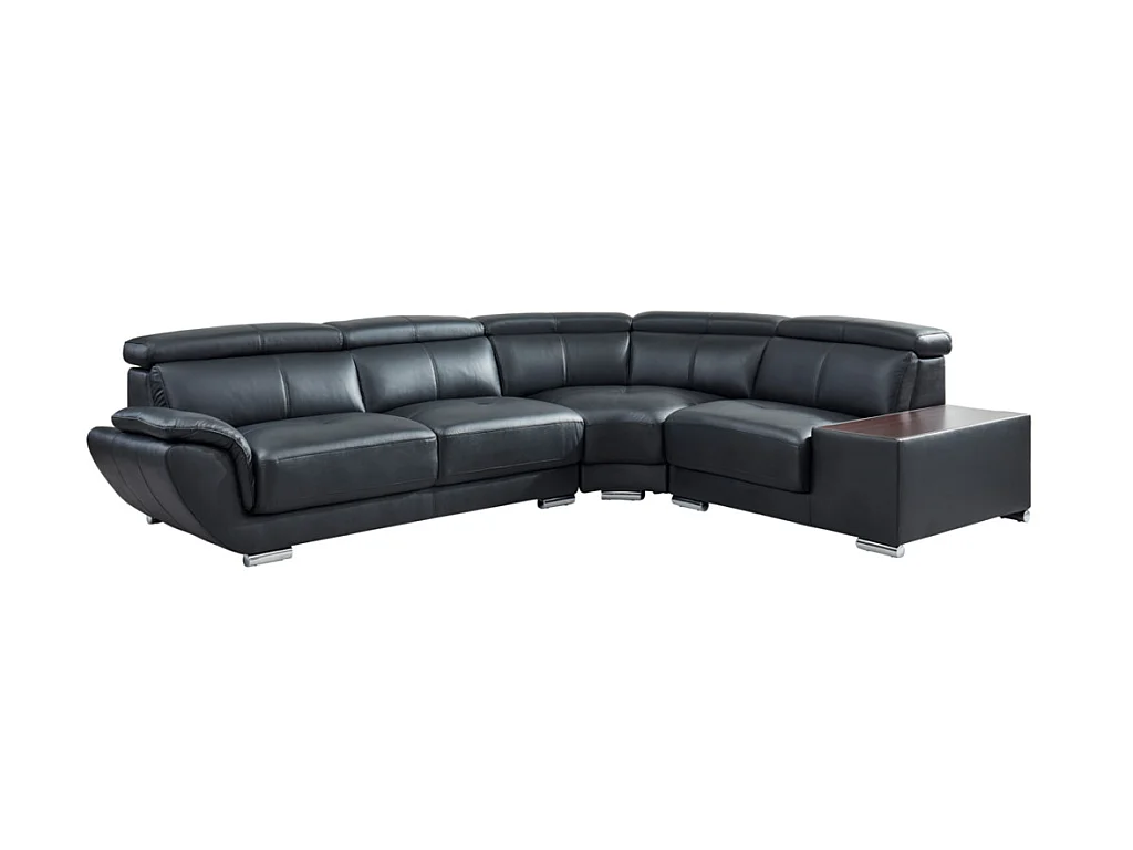 Ecksofa Leder - Ecke Links - Schwarz - NAHIA
