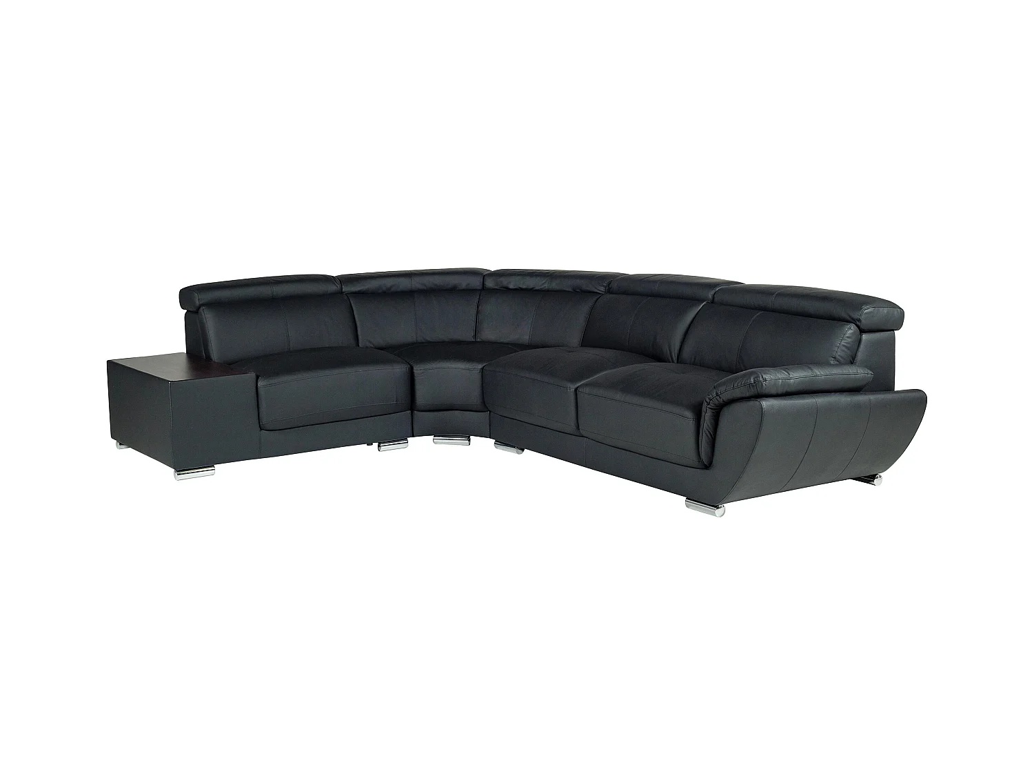 Ecksofa Leder - Ecke Links - Schwarz - NAHIA