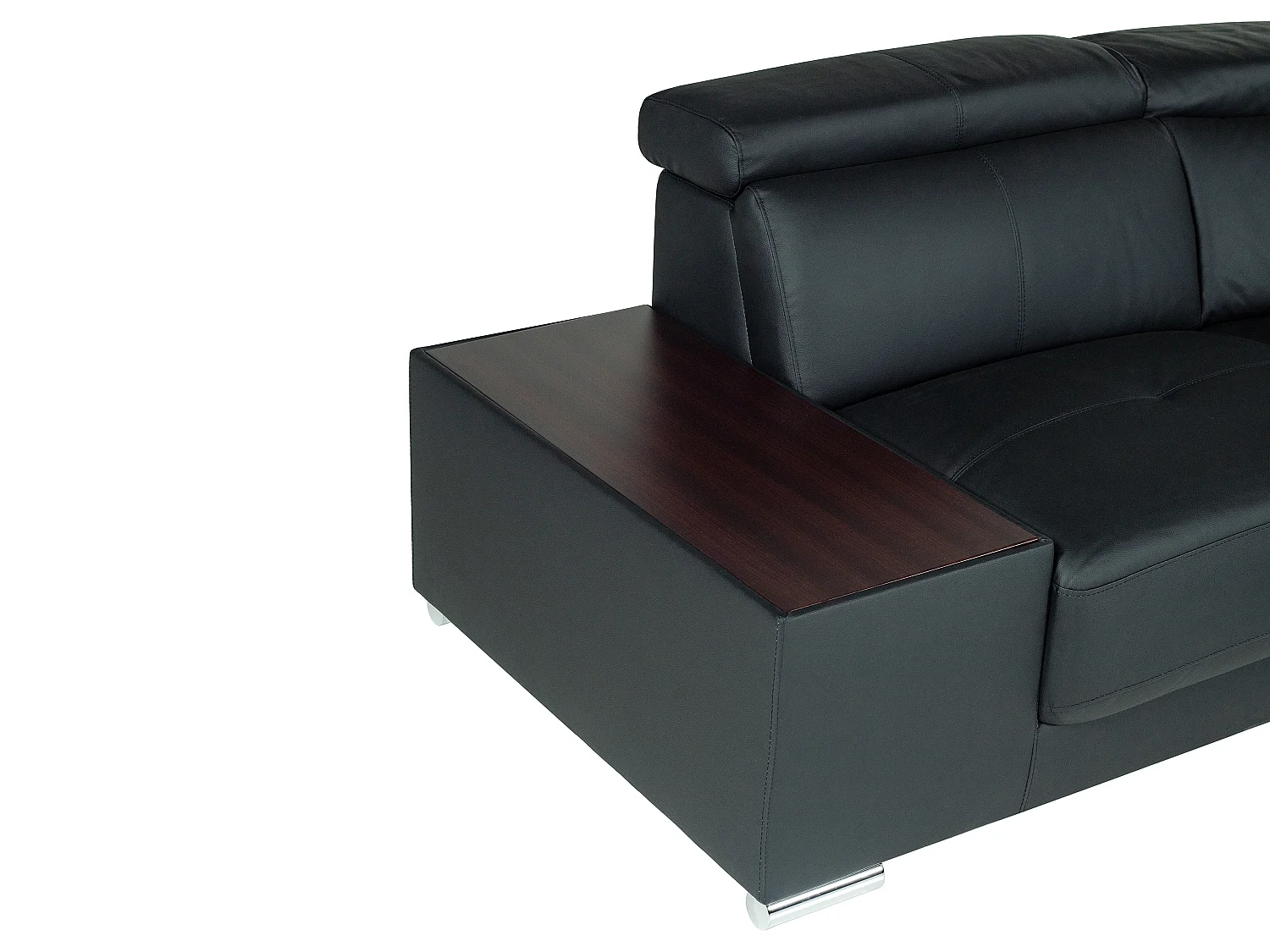 Hörnsoffa vänsterställd i svart läder NAHIA