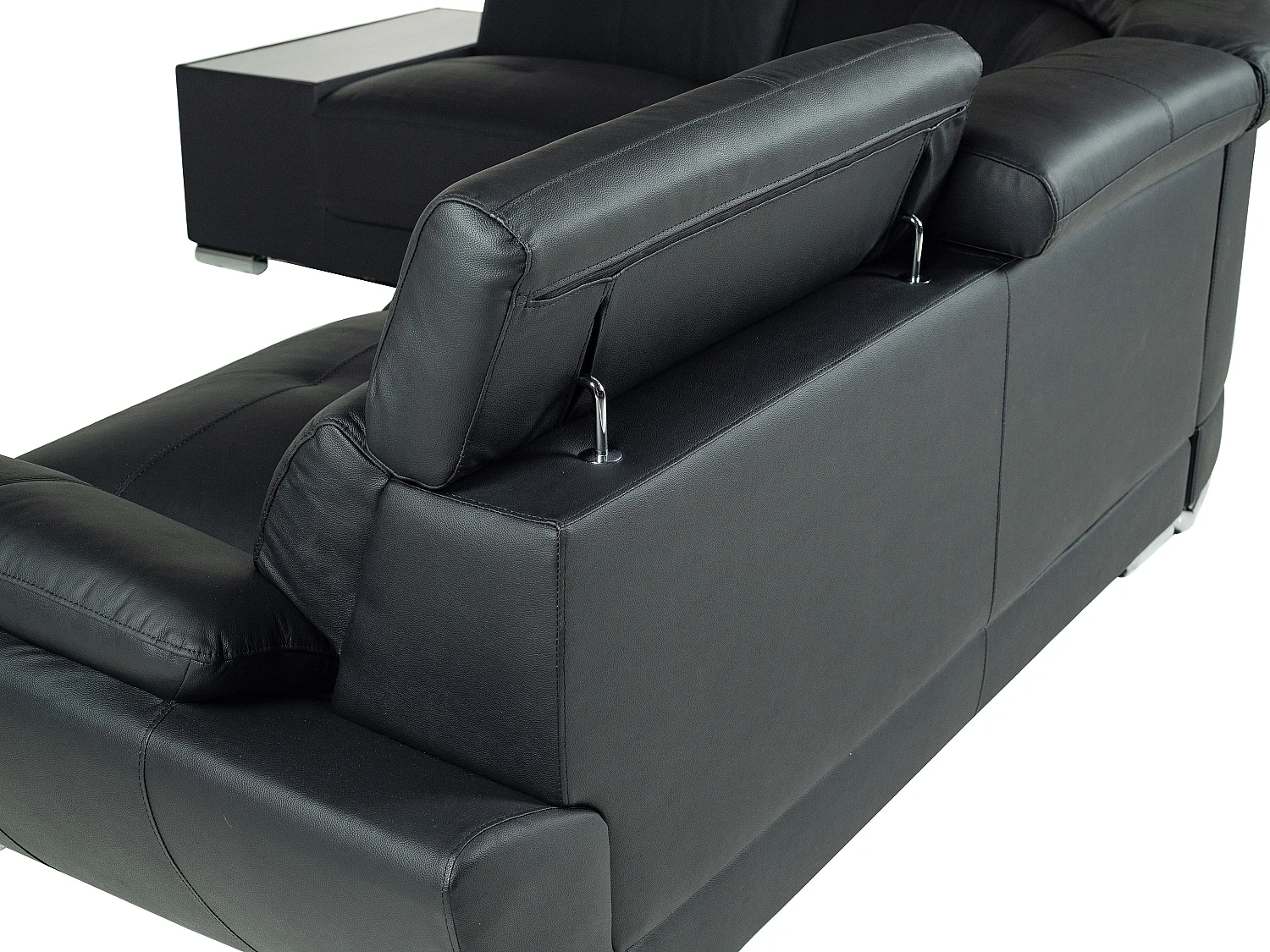 Hörnsoffa vänsterställd i svart läder NAHIA