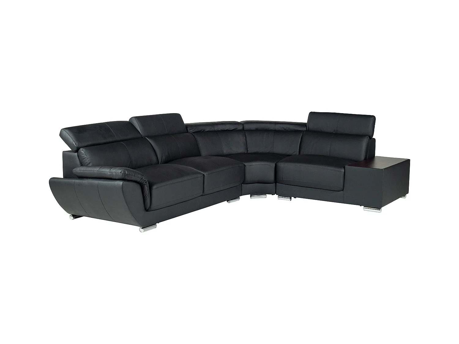 Sofá de canto de pele Preto - Canto direito - NAHIA