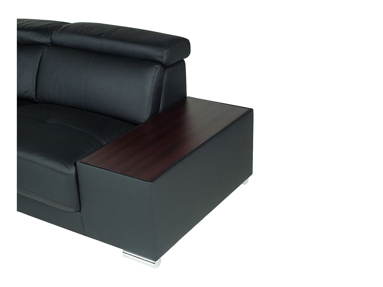 Sofá de canto de pele Preto - Canto direito - NAHIA