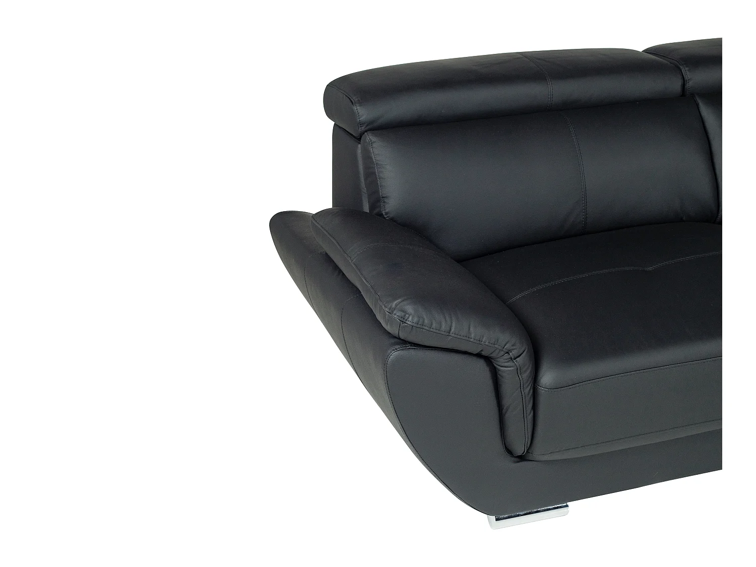 Sofá de canto de pele Preto - Canto direito - NAHIA