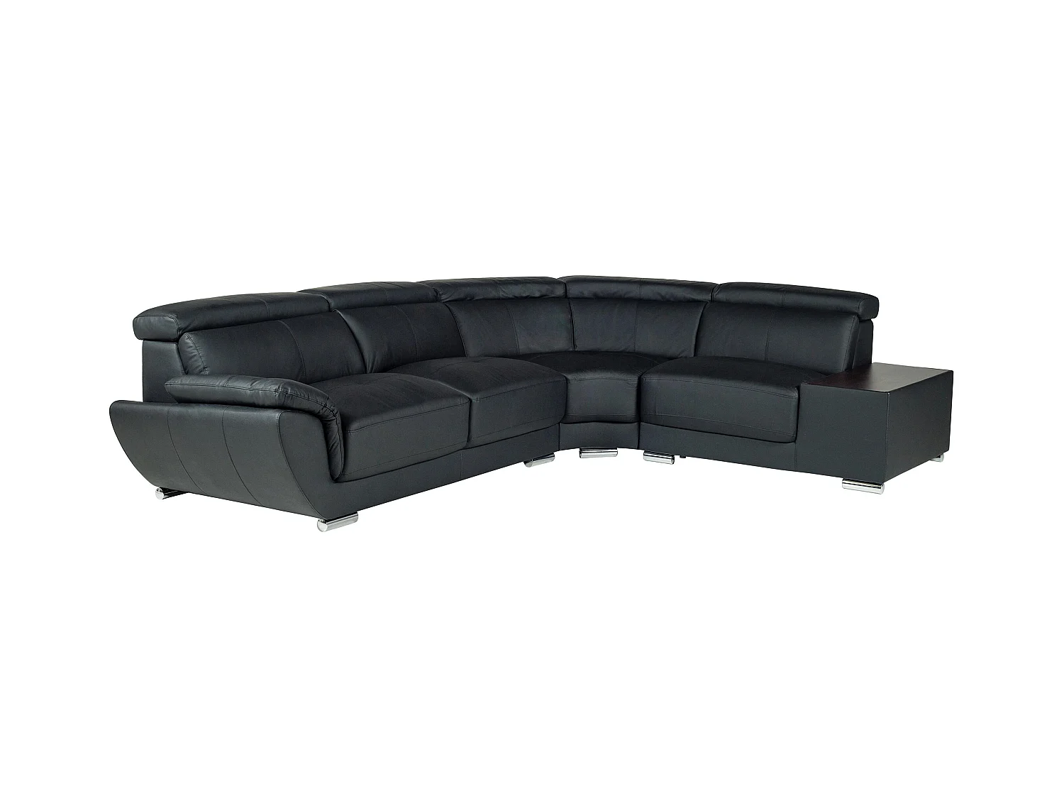 Canapé d'angle en cuir NAHIA - Noir - Angle droit