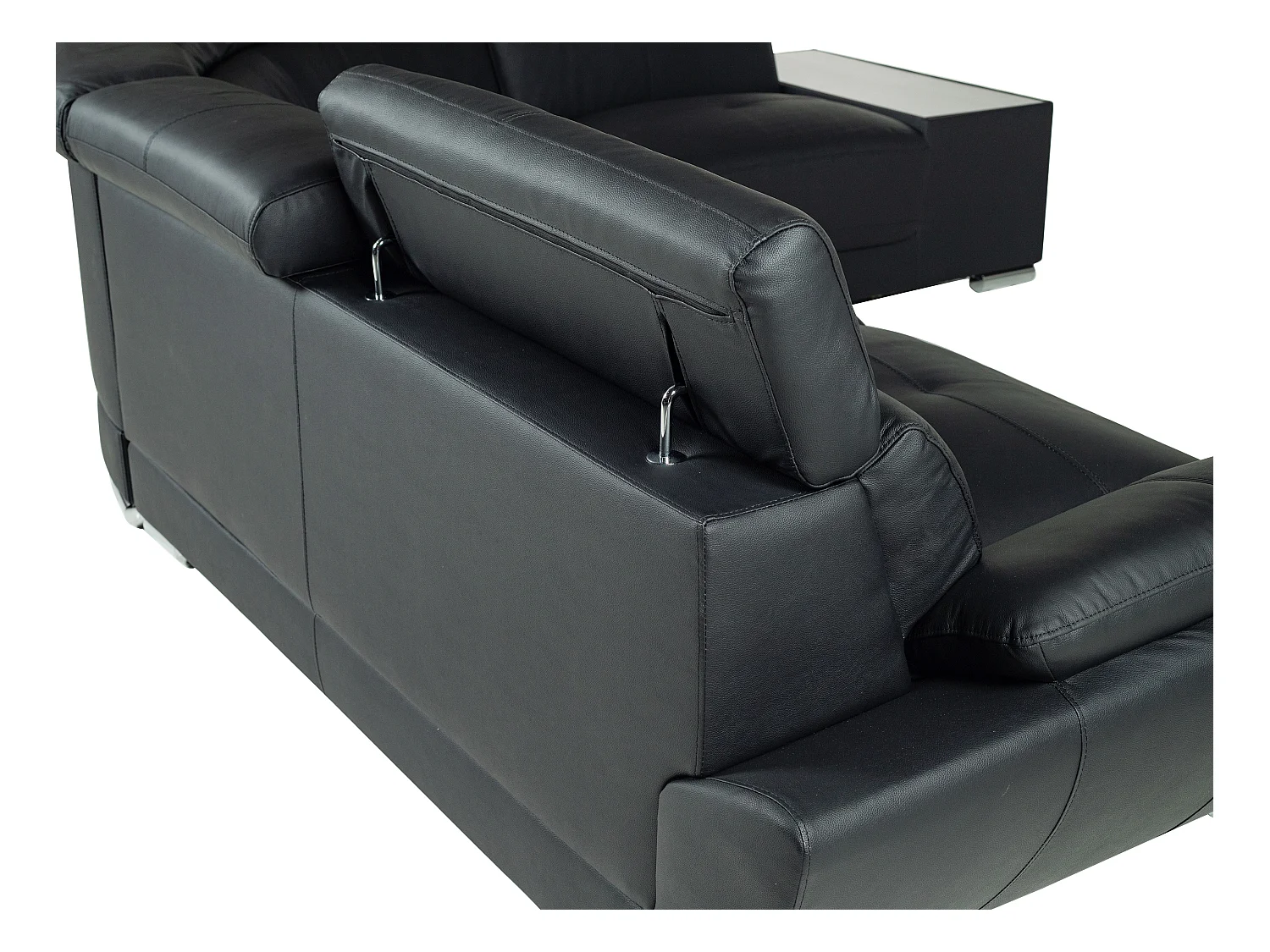 Canapé d'angle en cuir NAHIA - Noir - Angle droit