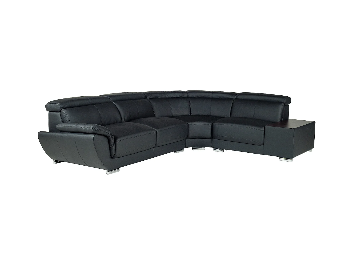 Canapé d'angle en cuir NAHIA - Noir - Angle droit