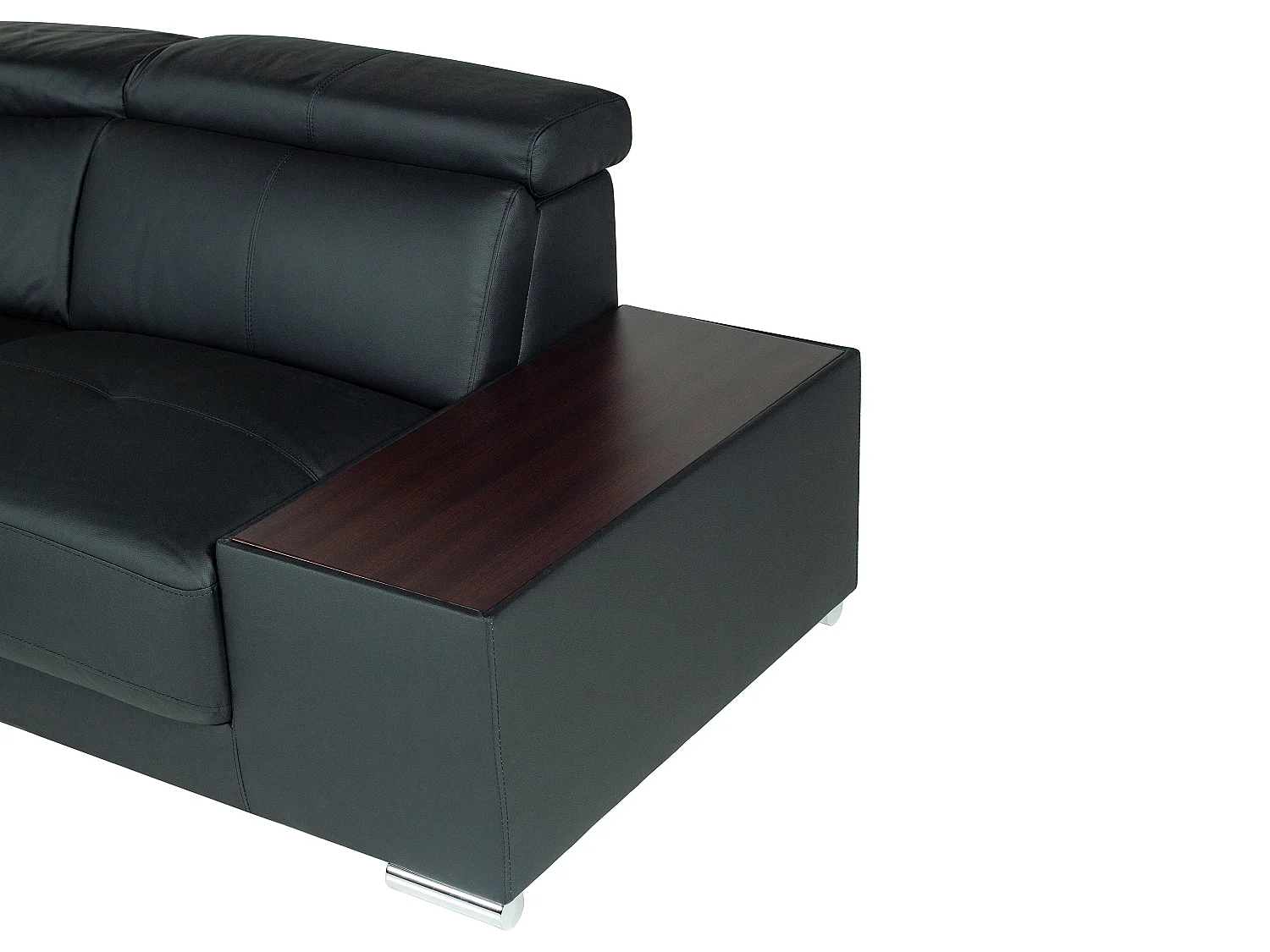 Hörnsoffa högerställd i svart läder NAHIA