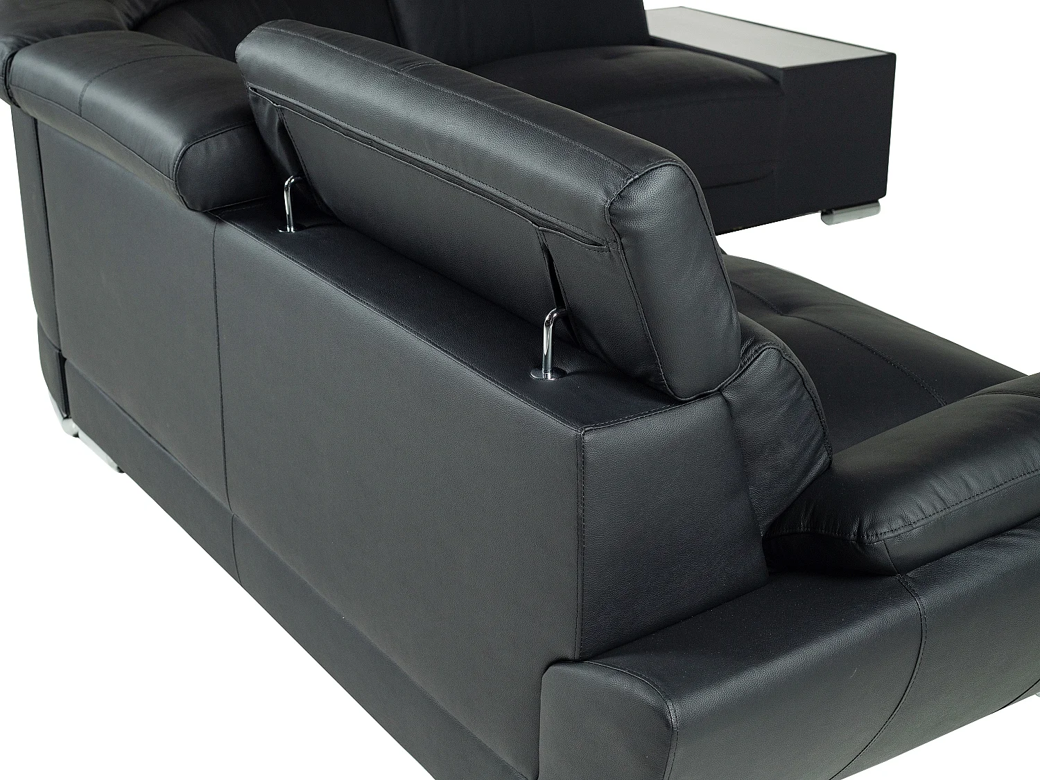 Hörnsoffa högerställd i svart läder NAHIA