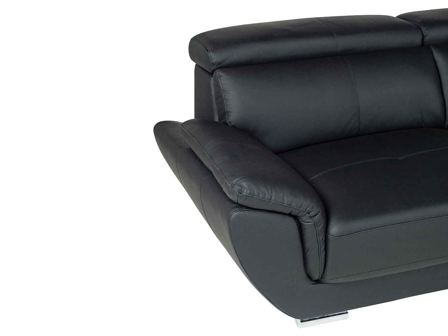 Hörnsoffa högerställd i svart läder NAHIA