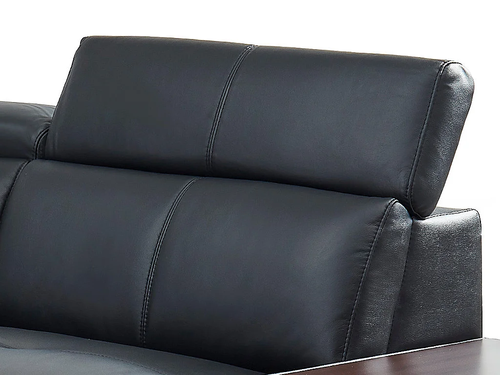 Hörnsoffa högerställd i svart läder NAHIA