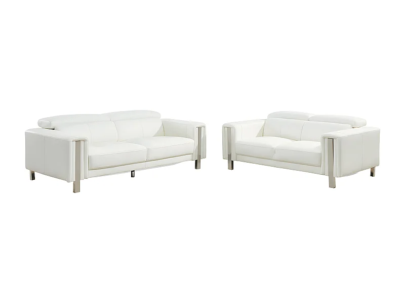 Sofá 3+2 plazas de piel sintética MAROUA - Blanco