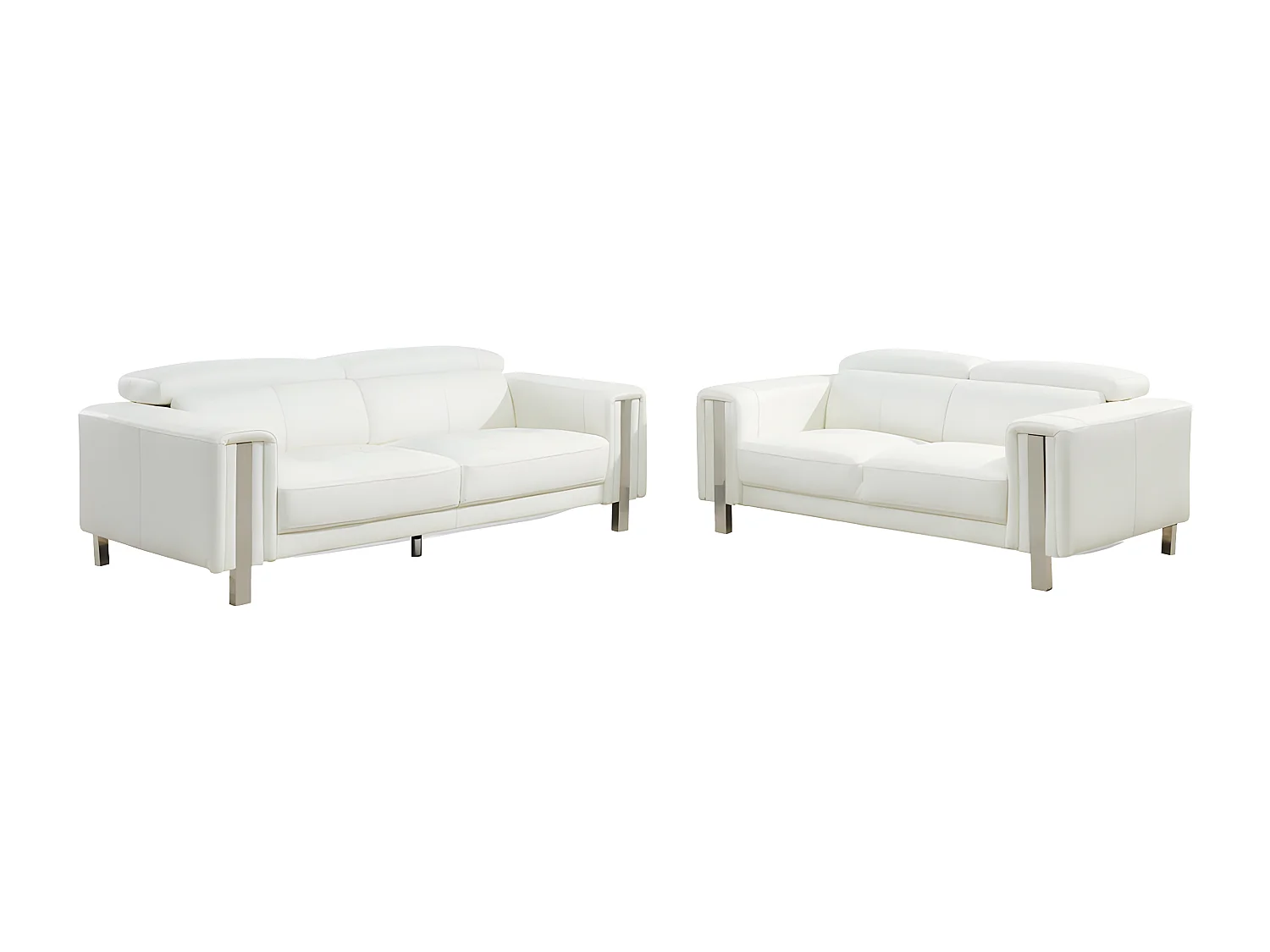 Driezits- en tweezitsbank van kunstleer MAROUA - Wit