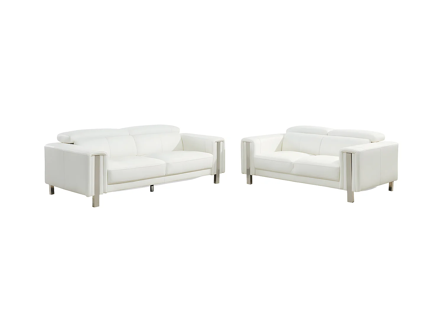 Couchgarnitur 3+2 - Kunstleder - Weiß - MAROUA